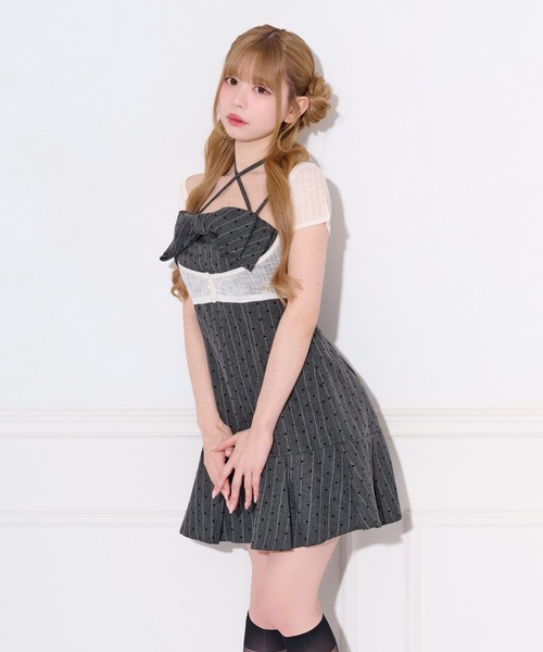 apres jour(アプレジュール)の「フロントリボンプリーツミニキャミワンピース(ワンピース・レディース・ブラック系その他/アイボリー・MEDIUM/SMALL/X-LARGE)」の9枚目の写真