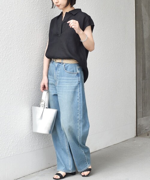 SHIPS Colors(シップス カラーズ)の「SHIPS Colors:〈洗濯機可能〉ユーロリネン (EURO Linen) フレンチスリーブ スキッパーブラウス◇(シャツ/ブラウス・レディース・オフホワイト/ブラック/ブラウン・ONE SIZE)」の20枚目の写真