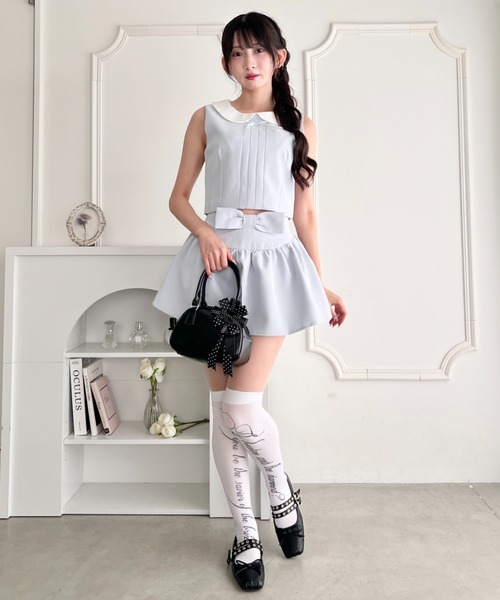 Loueme(ルエム)の「ラウンドカラーノースリーブ&リボンスカートセットアップ(ワンピース・レディース・ライトブルー/ピンク/ダークグレー・FREE)」の20枚目の写真