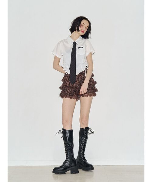 jouetie(ジュエティ)の「ストレッチレースアップロングブーツ(ブーツ・レディース・ボルドー/ブラック・LARGE/MEDIUM/SMALL)」の9枚目の写真