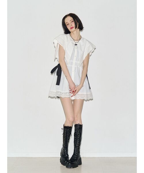 jouetie(ジュエティ)の「ストレッチレースアップロングブーツ(ブーツ・レディース・ボルドー/ブラック・LARGE/MEDIUM/SMALL)」の10枚目の写真