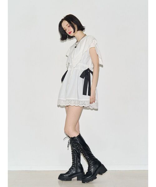jouetie(ジュエティ)の「ストレッチレースアップロングブーツ(ブーツ・レディース・ボルドー/ブラック・LARGE/MEDIUM/SMALL)」の11枚目の写真