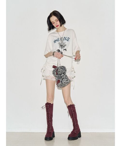 jouetie(ジュエティ)の「ストレッチレースアップロングブーツ(ブーツ・レディース・ボルドー/ブラック・LARGE/MEDIUM/SMALL)」の13枚目の写真