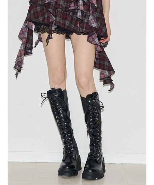 jouetie(ジュエティ)の「ストレッチレースアップロングブーツ(ブーツ・レディース・ボルドー/ブラック・LARGE/MEDIUM/SMALL)」の19枚目の写真