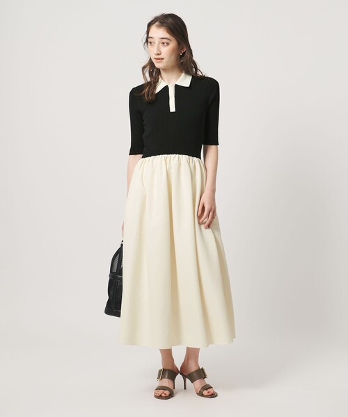UNITED ARROWS（ユナイテッドアローズ）の「フィット＆フレア ポロワンピース ‐ウォッシャブル‐（ワンピース・レディース・ブラック/グレー系・FREE）」の2枚目の写真