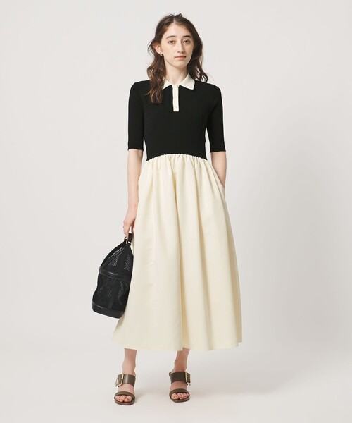 UNITED ARROWS（ユナイテッドアローズ）の「フィット＆フレア ポロワンピース ‐ウォッシャブル‐（ワンピース・レディース・ブラック/グレー系・FREE）」の3枚目の写真