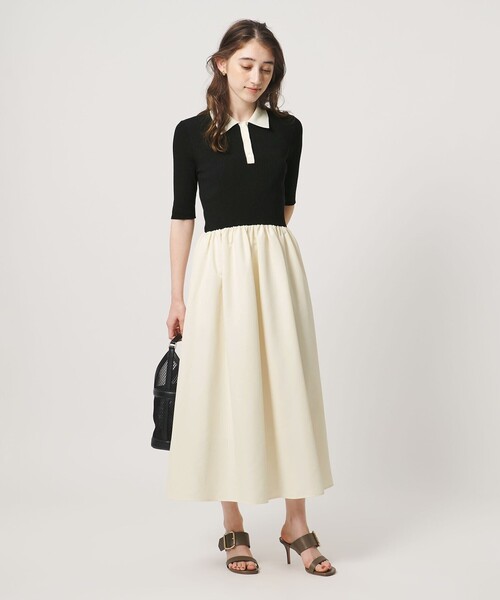 UNITED ARROWS（ユナイテッドアローズ）の「フィット＆フレア ポロワンピース ‐ウォッシャブル‐（ワンピース・レディース・ブラック/グレー系・FREE）」の4枚目の写真