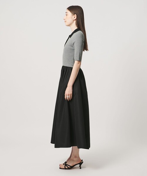 UNITED ARROWS（ユナイテッドアローズ）の「フィット＆フレア ポロワンピース ‐ウォッシャブル‐（ワンピース・レディース・ブラック/グレー系・FREE）」の6枚目の写真