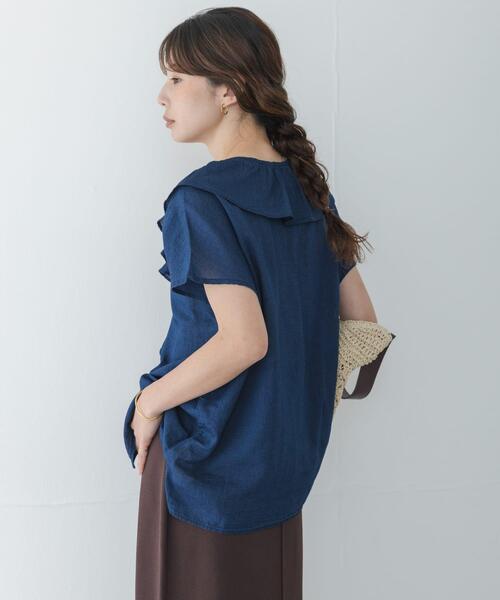 URBAN RESEARCH Sonny Label(アーバンリサーチサニーレーベル)の「シアーデニムラッフルフリルブラウス(シャツ/ブラウス・レディース・ライトインディゴブルー/インディゴブルー・FREE)」の13枚目の写真