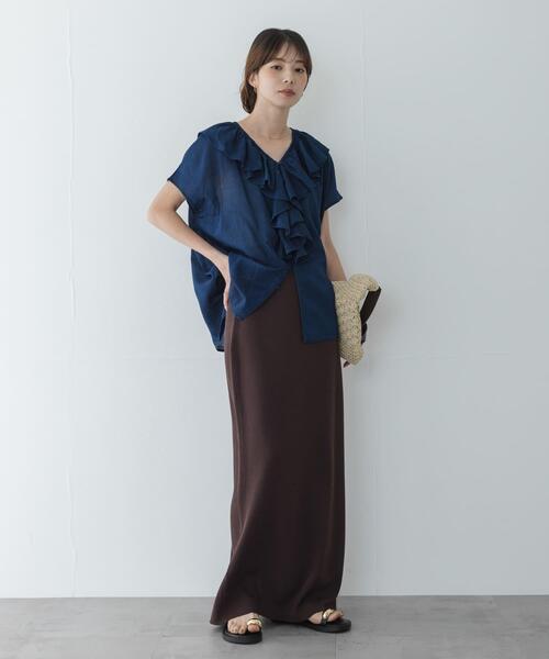 URBAN RESEARCH Sonny Label(アーバンリサーチサニーレーベル)の「シアーデニムラッフルフリルブラウス(シャツ/ブラウス・レディース・ライトインディゴブルー/インディゴブルー・FREE)」の14枚目の写真