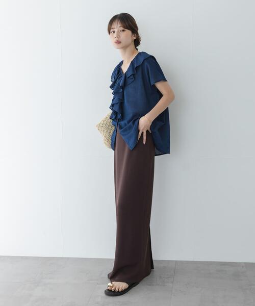 URBAN RESEARCH Sonny Label(アーバンリサーチサニーレーベル)の「シアーデニムラッフルフリルブラウス(シャツ/ブラウス・レディース・ライトインディゴブルー/インディゴブルー・FREE)」の15枚目の写真