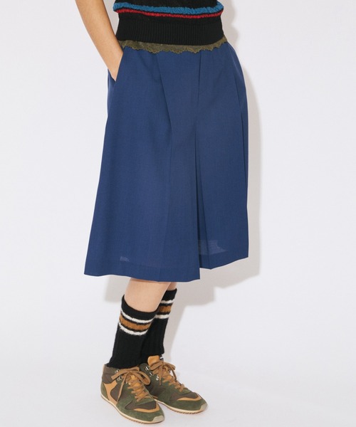 beautiful people(ビューティフルピープル)の「mesh suiting side tuck BOX skirt pants(その他パンツ・レディース・ブラック/ブルー・38/36)」の4枚目の写真