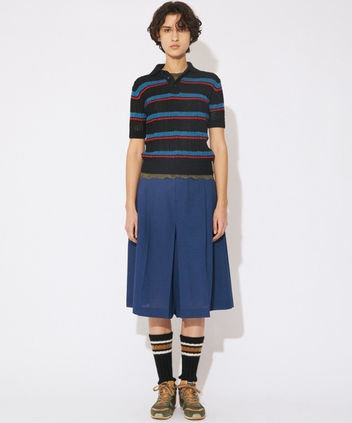 beautiful people(ビューティフルピープル)の「mesh suiting side tuck BOX skirt pants(その他パンツ・レディース・ブラック/ブルー・38/36)」の5枚目の写真