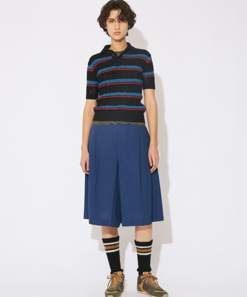 beautiful people(ビューティフルピープル)の「mesh suiting side tuck BOX skirt pants(その他パンツ・レディース・ブラック/ブルー・38/36)」の8枚目の写真