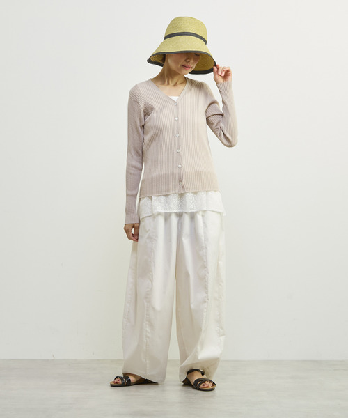 MELROSE claire（メルローズ クレール）の「【シアーワイドリブVネックカーディガン】（カーディガン/ボレロ・レディース・イエロー/グレイッシュベージュ/ネイビー/ブラック・FREE）」の14枚目の写真