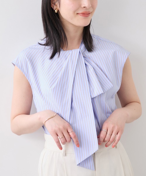 VIS(ビス)の「ねじりデザインシャツブラウス(シャツ/ブラウス・レディース・サックスブルー/ホワイト系その他/クリーム・FREE)」の4枚目の写真
