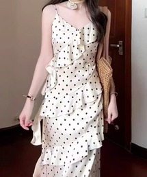 大人ガーリーティアードキャミワンピース