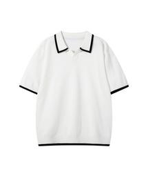 BUTTON SEOUL（ボタンソウル）の「クールビスコース配色ラインオープンカラーニット (3 COLOR)（Tシャツ/カットソー）」
