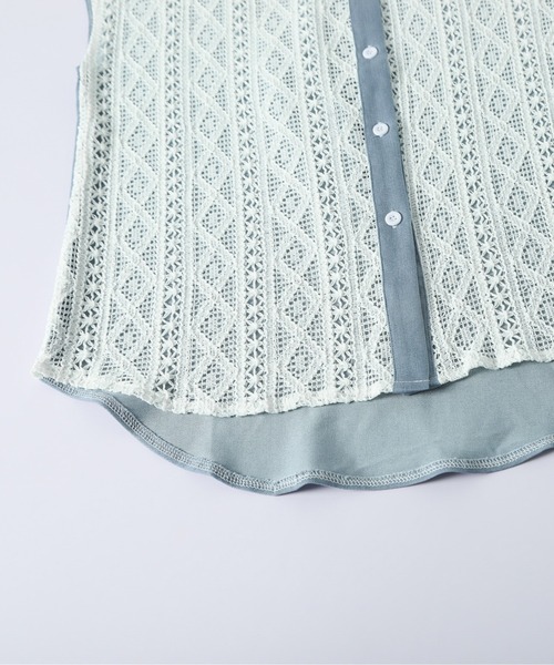 AMELY(エミリー)の「透かし編みレース デニムシャツ(シャツ/ブラウス・レディース・ホワイト/ブラック・フリー)」の17枚目の写真
