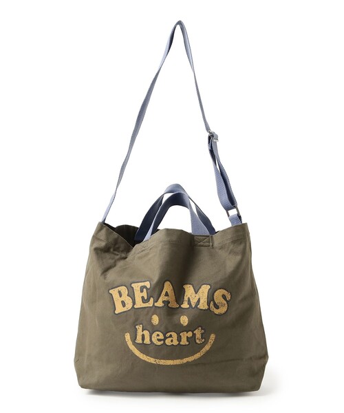 BEAMS HEART(ビームスハート)の「スマイル カスレ ロゴ バッグ(A4サイズ収納可能)(クラッチバッグ・レディース・ネイビー/オリーブ/ホワイト系その他5・ONE SIZE)」の2枚目の写真