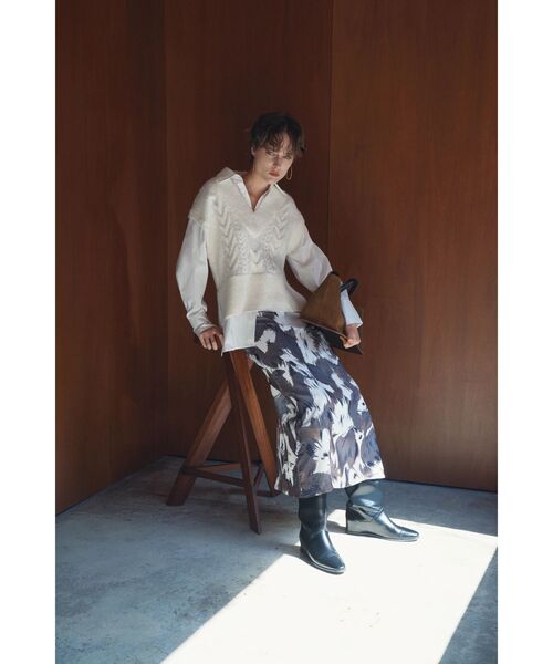 ELENDEEK(エレンディーク)の「BLURRED SHAGGY SK(スカート・レディース・ネイビー/オフホワイト・2/1)」の3枚目の写真