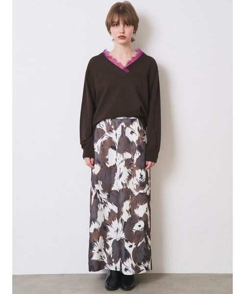 ELENDEEK(エレンディーク)の「BLURRED SHAGGY SK(スカート・レディース・ネイビー/オフホワイト・2/1)」の5枚目の写真
