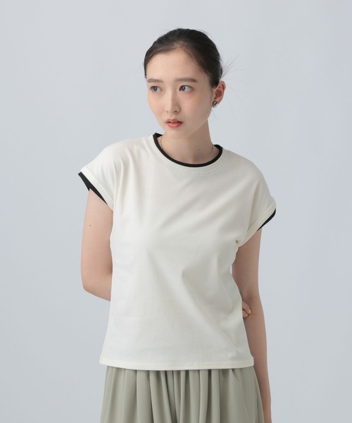 LEPSIM(レプシィム)の「配色コンパクトフレンチスリーブ 841040(Tシャツ/カットソー・レディース・ブラウン/ブラック・FREE)」の3枚目の写真