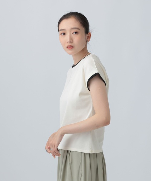 LEPSIM(レプシィム)の「配色コンパクトフレンチスリーブ 841040(Tシャツ/カットソー・レディース・ブラウン/ブラック・FREE)」の5枚目の写真
