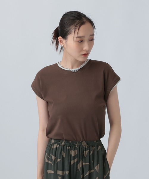 LEPSIM(レプシィム)の「配色コンパクトフレンチスリーブ 841040(Tシャツ/カットソー・レディース・ブラウン/ブラック・FREE)」の11枚目の写真