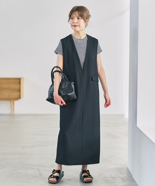 Spick & Span(スピックアンドスパン)の「《WEB限定 / 追加》ダブルクロスVネックワンピース(ワンピース・レディース・ブラック/ブラウン・38/36)」の21枚目の写真