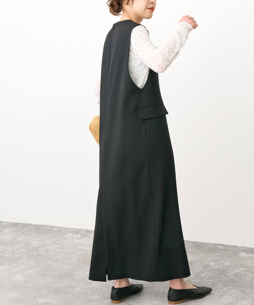 Spick & Span(スピックアンドスパン)の「《WEB限定 / 追加》ダブルクロスVネックワンピース(ワンピース・レディース・ブラック/ブラウン・38/36)」の6枚目の写真