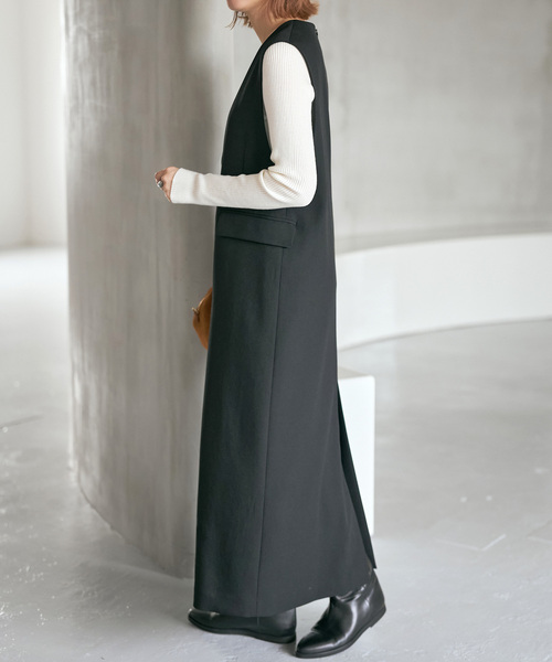 Spick & Span(スピックアンドスパン)の「《WEB限定 / 追加》ダブルクロスVネックワンピース(ワンピース・レディース・ブラック/ブラウン・38/36)」の9枚目の写真