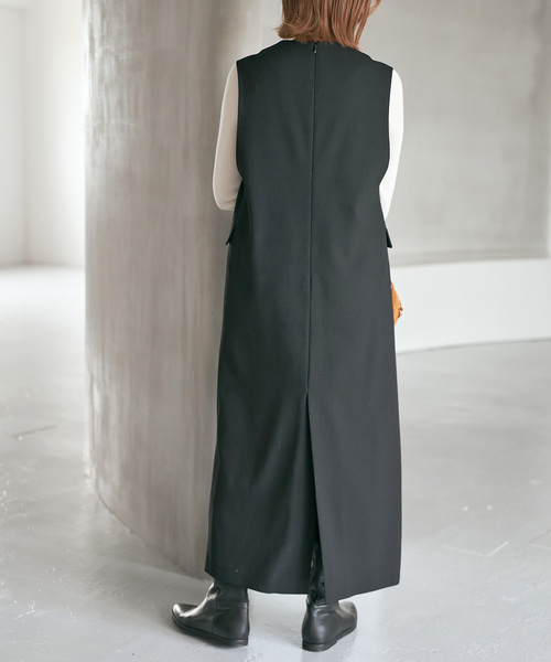 Spick & Span(スピックアンドスパン)の「《WEB限定 / 追加》ダブルクロスVネックワンピース(ワンピース・レディース・ブラック/ブラウン・38/36)」の10枚目の写真