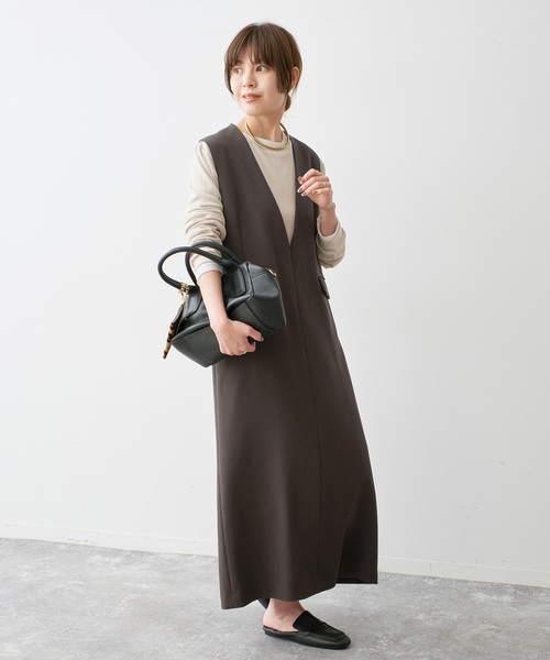 Spick & Span(スピックアンドスパン)の「《WEB限定 / 追加》ダブルクロスVネックワンピース(ワンピース・レディース・ブラック/ブラウン・38/36)」の13枚目の写真