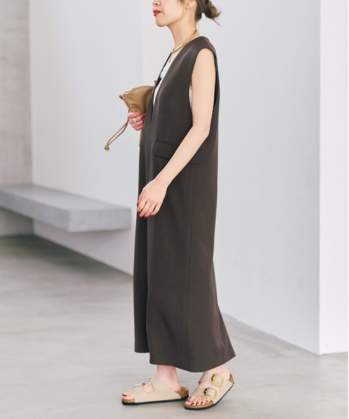 Spick & Span(スピックアンドスパン)の「《WEB限定 / 追加》ダブルクロスVネックワンピース(ワンピース・レディース・ブラック/ブラウン・38/36)」の16枚目の写真