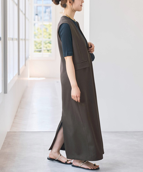 Spick & Span(スピックアンドスパン)の「《WEB限定 / 追加》ダブルクロスVネックワンピース(ワンピース・レディース・ブラック/ブラウン・38/36)」の19枚目の写真