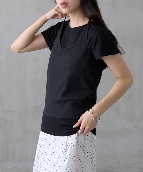 COLONY 2139(コロニートゥーワンスリーナイン)の「【PIKO企画/WEB限定】ホルターネックキャミソールレイヤードTシャツ(Tシャツ/カットソー・レディース・グレー/ブラック/ブラウン/ネイビー/イエロー・FREE)」の7枚目の写真