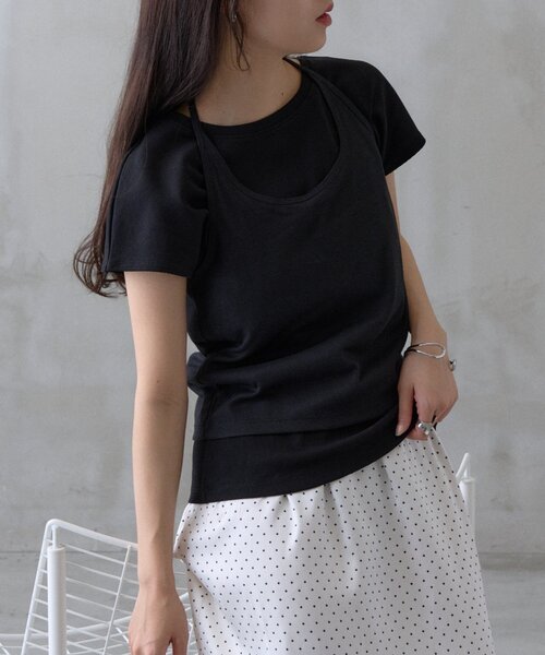 COLONY 2139(コロニートゥーワンスリーナイン)の「【PIKO企画/WEB限定】ホルターネックキャミソールレイヤードTシャツ(Tシャツ/カットソー・レディース・グレー/ブラック/ブラウン/ネイビー/イエロー・FREE)」の9枚目の写真