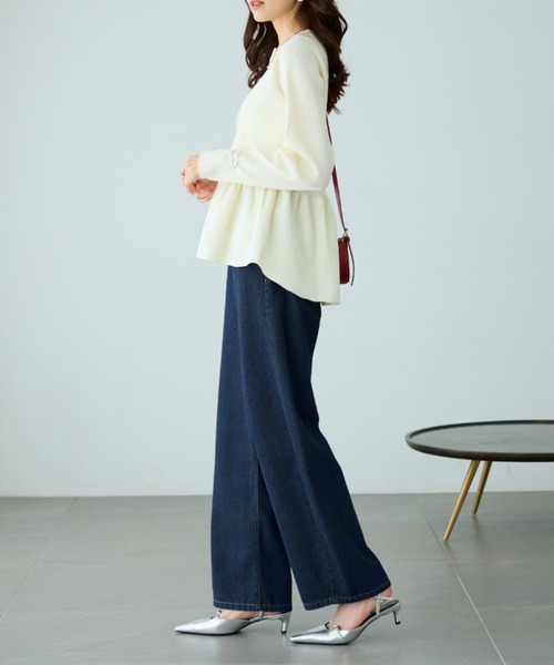 BELLUNA(ベルーナ)の「オシャレに見えるカーブデニムパンツ69丈(その他パンツ・レディース・ブルー/サックスブルー/ネイビー・X-LARGE/LARGE/MEDIUM)」の21枚目の写真