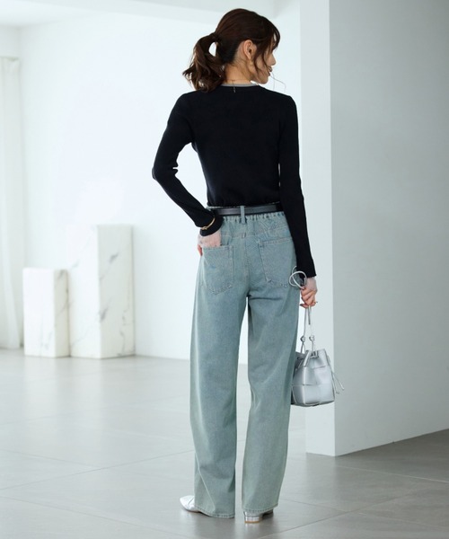 BELLUNA(ベルーナ)の「オシャレに見えるカーブデニムパンツ69丈(その他パンツ・レディース・ブルー/サックスブルー/ネイビー・X-LARGE/LARGE/MEDIUM)」の9枚目の写真