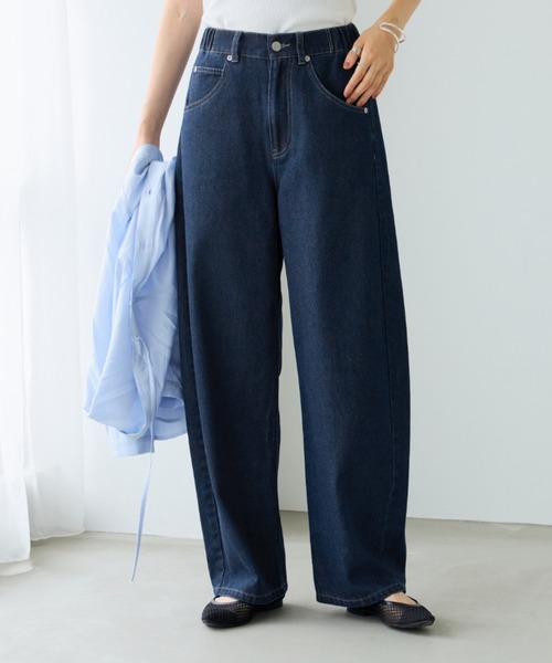 BELLUNA(ベルーナ)の「オシャレに見えるカーブデニムパンツ69丈(その他パンツ・レディース・ブルー/サックスブルー/ネイビー・X-LARGE/LARGE/MEDIUM)」の5枚目の写真