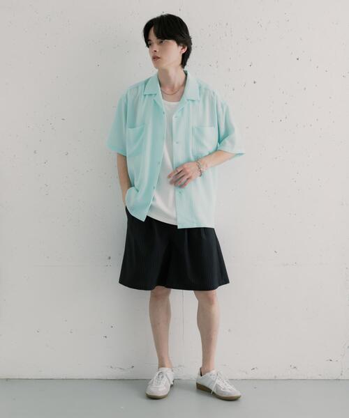 SENSE OF PLACE by URBAN RESEARCH（センスオブプレイスバイアーバンリサーチ）の「シアサッカーオープンカラーシャツ（シャツ/ブラウス・メンズ・ライトブルー/ブラウン/ネイビー・LARGE/MEDIUM）」の7枚目の写真