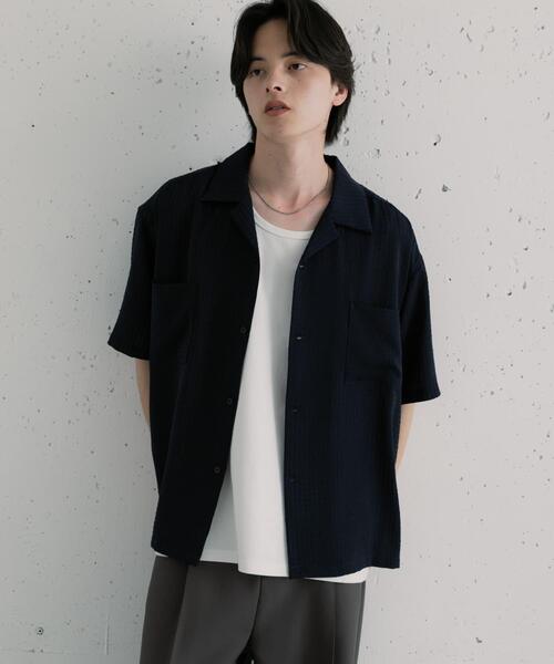 SENSE OF PLACE by URBAN RESEARCH（センスオブプレイスバイアーバンリサーチ）の「シアサッカーオープンカラーシャツ（シャツ/ブラウス・メンズ・ライトブルー/ブラウン/ネイビー・LARGE/MEDIUM）」の18枚目の写真