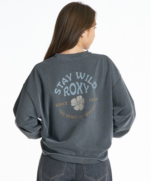 ROXY(ロキシー)の「ROXY/ロキシー STAY WILD L/S TEE ロンT RLT264009(Tシャツ/カットソー・レディース・ホワイト×ブルー/ブラック/ホワイト×ブラウン・M/L)」の1枚目の写真