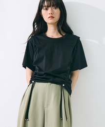 【STUDIOUS/ステュディオス】Multi Length Drawstring Tee/マルチレングスドローストリングT/ウォッシャブル/細見え