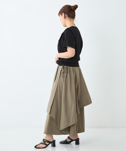 STUDIOUS(ステュディオス)の「【STUDIOUS/ステュディオス】Multi Length Drawstring Tee/マルチレングスドローストリングT/ウォッシャブル/細見え(Tシャツ/カットソー・レディース・ホワイト/ブラック・FREE)」の8枚目の写真
