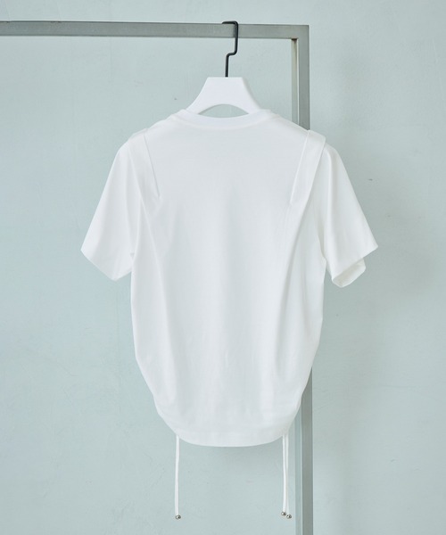 STUDIOUS(ステュディオス)の「【STUDIOUS/ステュディオス】Multi Length Drawstring Tee/マルチレングスドローストリングT/ウォッシャブル/細見え(Tシャツ/カットソー・レディース・ホワイト/ブラック・FREE)」の4枚目の写真