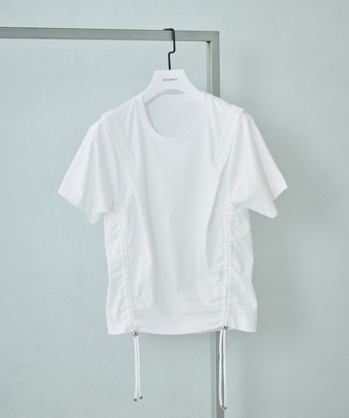 STUDIOUS(ステュディオス)の「【STUDIOUS/ステュディオス】Multi Length Drawstring Tee/マルチレングスドローストリングT/ウォッシャブル/細見え(Tシャツ/カットソー・レディース・ホワイト/ブラック・FREE)」の3枚目の写真