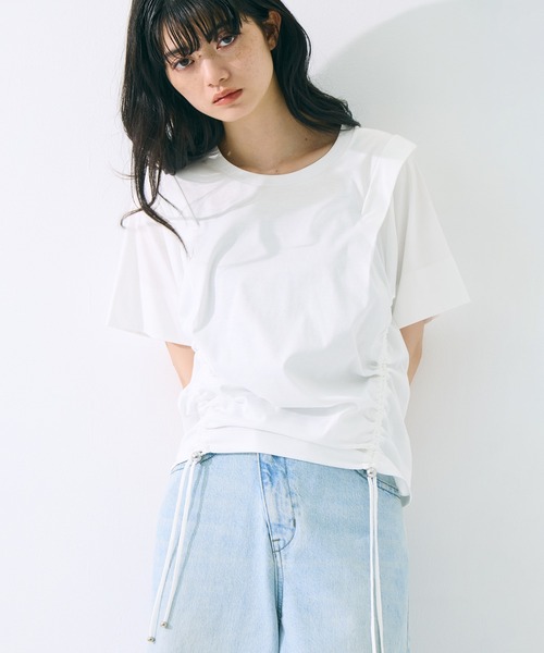 STUDIOUS(ステュディオス)の「【STUDIOUS/ステュディオス】Multi Length Drawstring Tee/マルチレングスドローストリングT/ウォッシャブル/細見え(Tシャツ/カットソー・レディース・ホワイト/ブラック・FREE)」の20枚目の写真