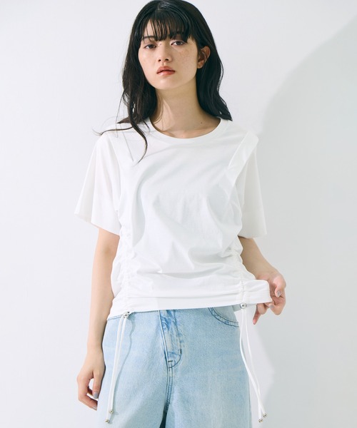 STUDIOUS(ステュディオス)の「【STUDIOUS/ステュディオス】Multi Length Drawstring Tee/マルチレングスドローストリングT/ウォッシャブル/細見え(Tシャツ/カットソー・レディース・ホワイト/ブラック・FREE)」の21枚目の写真